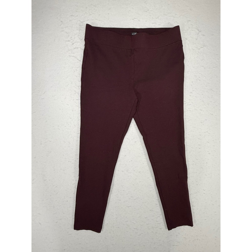 Loft Womens Burgundy Pull On Leggings Size Large Maroon Stretch Knit Slim Pants
